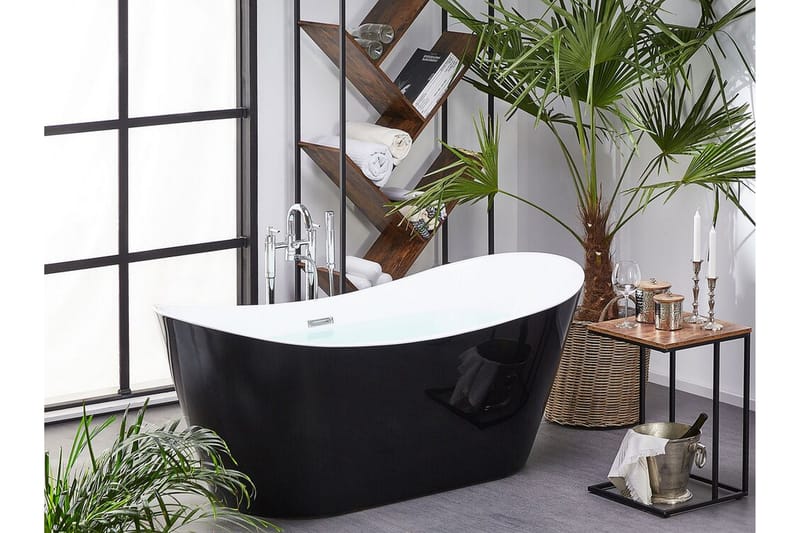 Badekar fritstående 180 cm sort ANTIGUA - Sort - Hus & renovering - Køkken & bad - Badeværelse - Badekar