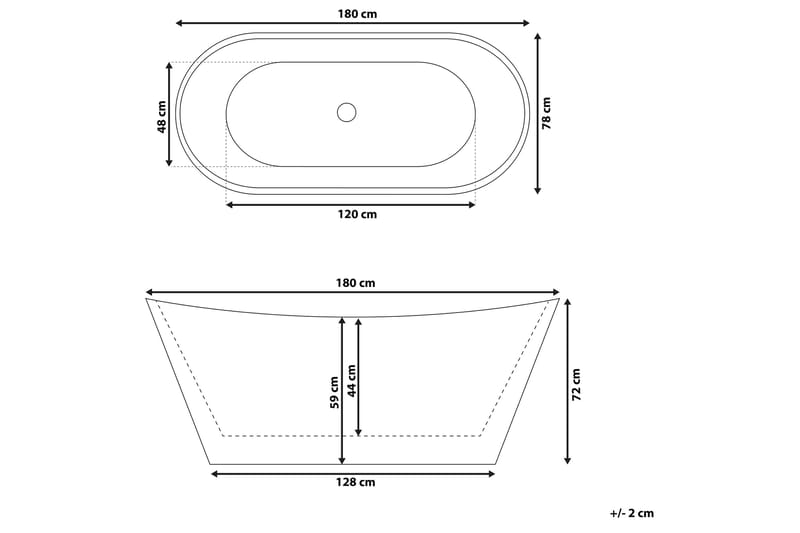 Badekar fritstående 180 cm sort ANTIGUA - Sort - Hus & renovering - Køkken & bad - Badeværelse - Badekar