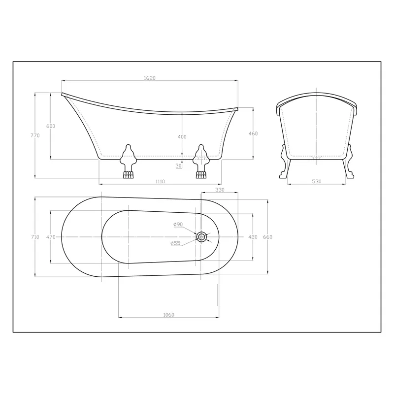 Badekar med løvefødder Bathlife Fossing Hvid - Hus & renovering - Køkken & bad - Badeværelse - Badekar - Fritstående badekar