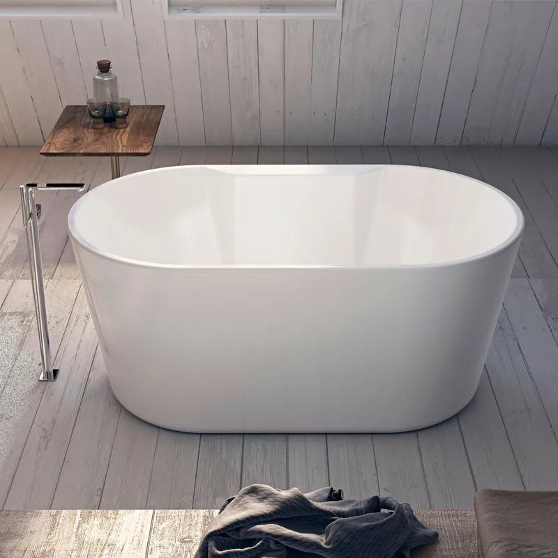 Bathlife Hipp Badekar 141 cm Ovalt Fritstående, Hvid