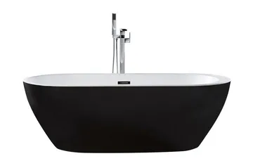 Fritstående badekar 170 x 80 cm oval Sort NEVIS - Sort - Hus & renovering - Køkken & bad - Badeværelse - Badekar - Fritstående badekar