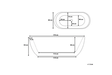 Fritstående badekar 170 x 80 cm oval Sort NEVIS - Sort - Hus & renovering - Køkken & bad - Badeværelse - Badekar - Fritstående badekar