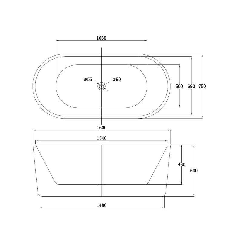 Ideal Badekar Bathlife Fritstående rundt - Hus & renovering - Køkken & bad - Badeværelse - Badekar - Fritstående badekar