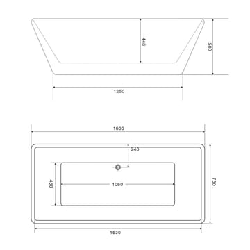 Ideal Fritstående Badekar Bathlife 160 cm - Hvid - Hus & renovering - Køkken & bad - Badeværelse - Badekar - Fritstående badekar