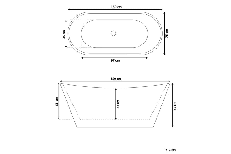 Menailo Badekar Fritstående 150 cm - Hvid - Hus & renovering - Køkken & bad - Badeværelse - Badekar