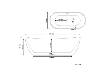 Menailo Badekar Fritstående 170 cm - Sort - Hus & renovering - Køkken & bad - Badeværelse - Badekar - Fritstående badekar