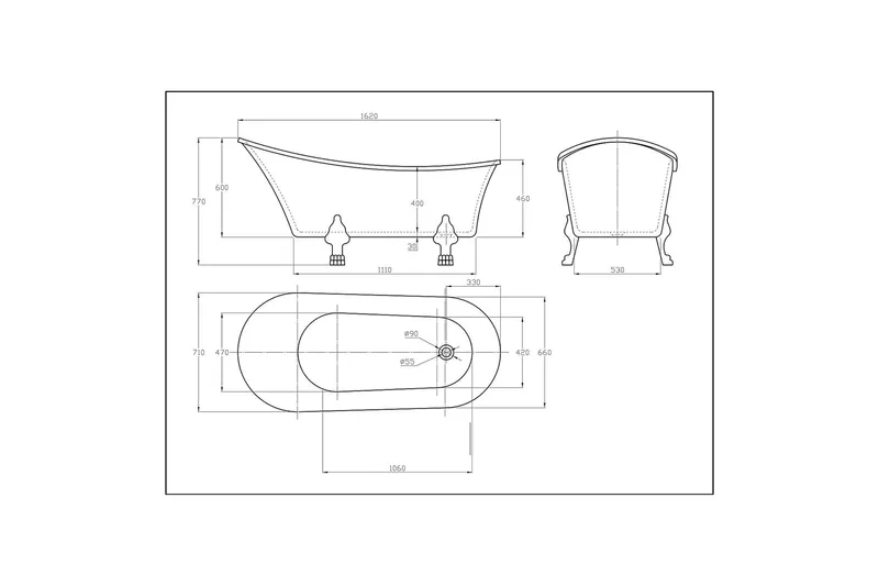 Tassbadkar Bathlife Vit - Hus & renovering - Køkken & bad - Badeværelse - Badekar - Fritstående badekar