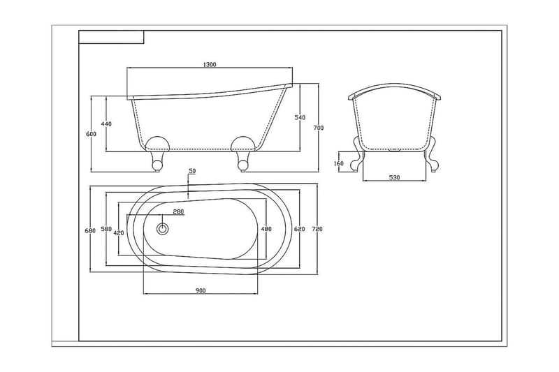 Tassbadkar Bathlife Vit - Hus & renovering - Køkken & bad - Badeværelse - Badekar - Fritstående badekar