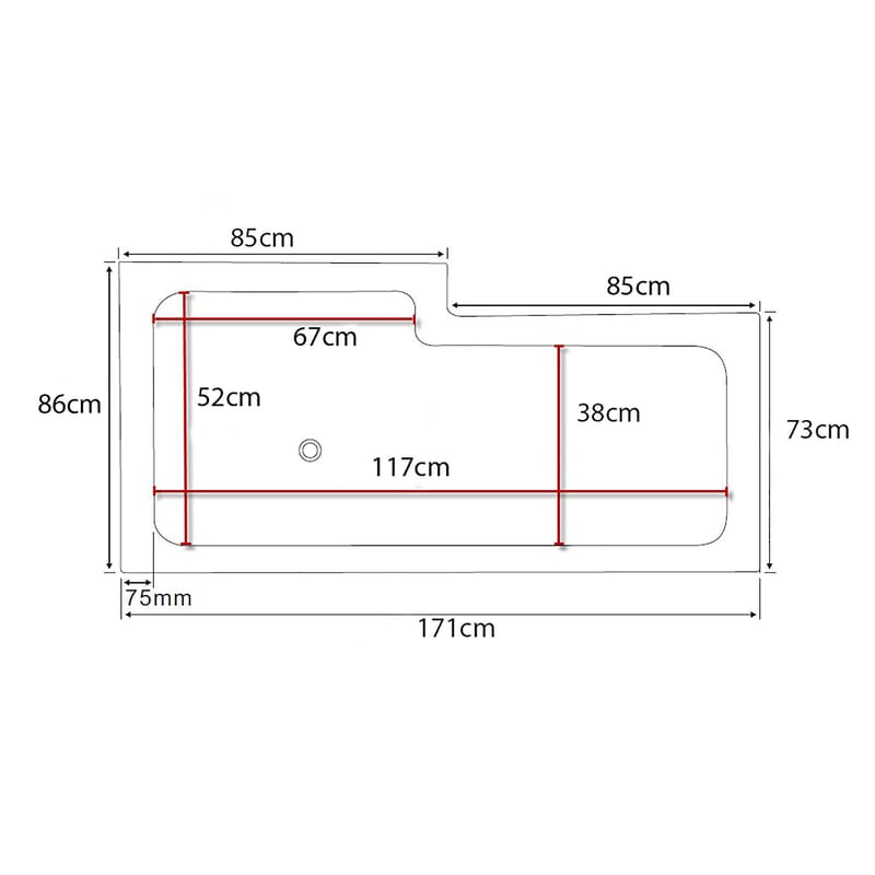 Behag Badekar 170 cm Højre - Hvid - Hus & renovering - Køkken & bad - Badeværelse - Badekar