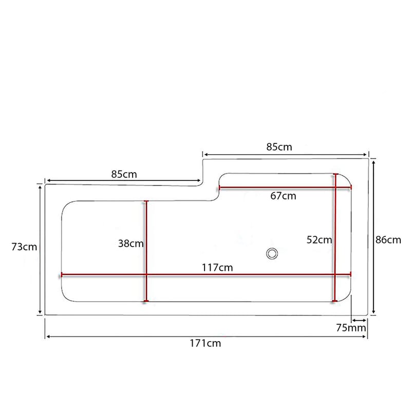 Behag Badekar 170 cm Venstre - Hvid - Hus & renovering - Køkken & bad - Badeværelse - Badekar