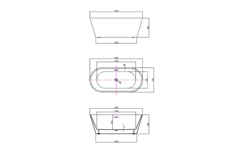 Medea Fritstående badekar 160 cm - Hus & renovering - Køkken & bad - Badeværelse - Badekar