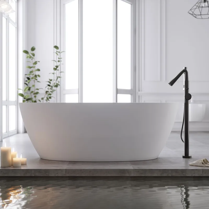 Bathlife Sund Siddebadekar 170 cm, Mat Hvid