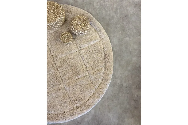 Badeværelsesmåtte Firkant - 80x80 cm, Natur - Tekstiler - Tæpper - Badeværelsesmåtte