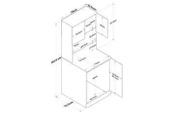 Akashya Badeværelsesskab 70x183,6 cm Hvid/Brun - Hanah Home - Hus & renovering - Køkken & bad - Badeværelse - Badeværelsesmøbler - Badeværelsesskab