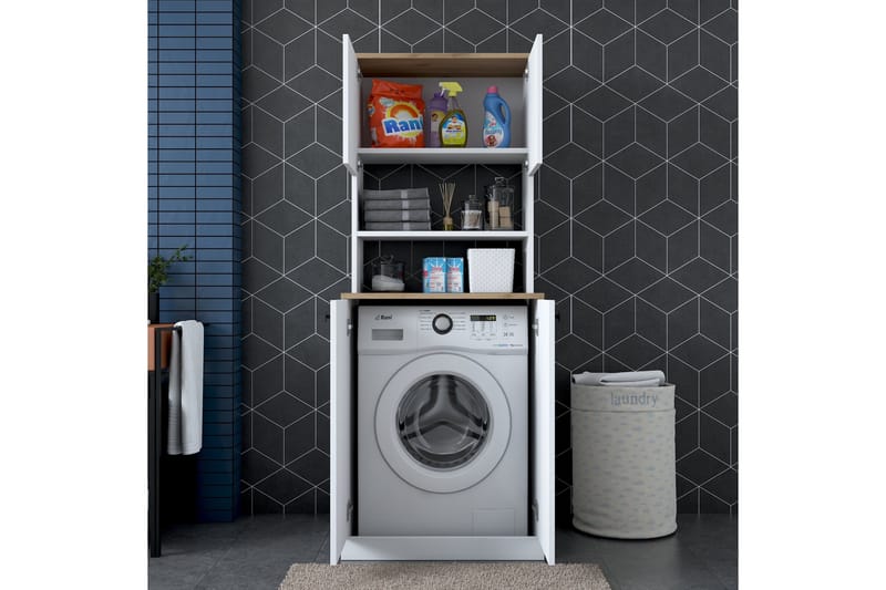 Akashya Badeværelsesskab 70x183,6 cm Hvid/Brun - Hanah Home - Hus & renovering - Køkken & bad - Badeværelse - Badeværelsesmøbler - Badeværelsesskab