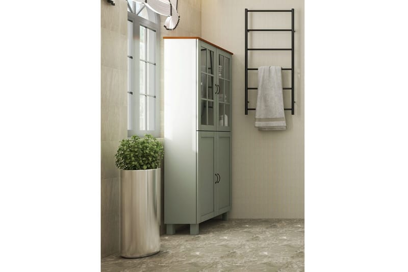 Alby Højskab til Badeværelse 130x75x30 cm - Grøn - Hus & renovering - Køkken & bad - Badeværelse - Badeværelsesmøbler - Badeværelsesskab