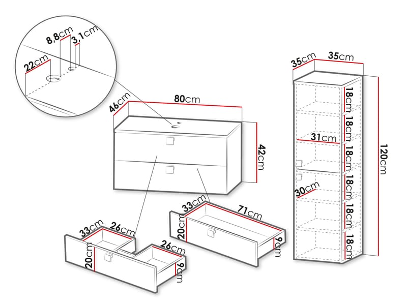 Alima Møbelpakke til badeværelset Håndvask - Brun|guld - Hus & renovering - Køkken & bad - Badeværelse - Badeværelsesmøbler - Komplette møbelpakker