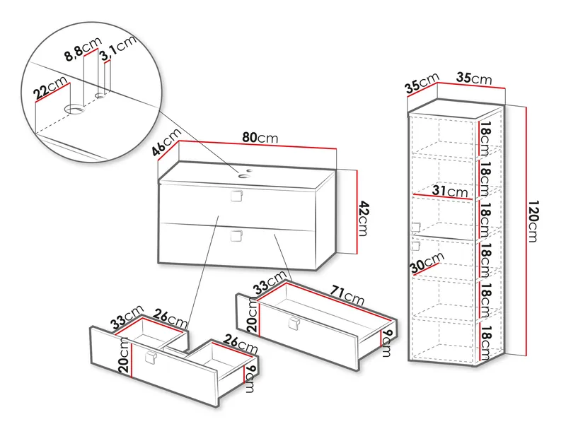 Alima Møbelpakke til badeværelset Håndvask - Brun|hvid|guld - Hus & renovering - Køkken & bad - Badeværelse - Badeværelsesmøbler - Komplette møbelpakker