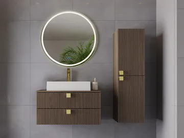Alima Møbelpakke til badeværelset Håndvask - Brun|hvid|guld - Hus & renovering - Køkken & bad - Badeværelse - Badeværelsesmøbler - Komplette møbelpakker