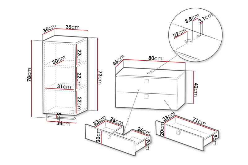 Alima Møbelsæt til Badeværelse - Sort - Hus & renovering - Køkken & bad - Badeværelse - Badeværelsesmøbler - Komplette møbelpakker