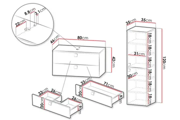 Alima Møbelsæt til Badeværelse - Hus & renovering - Køkken & bad - Badeværelse - Badeværelsesmøbler - Komplette møbelpakker