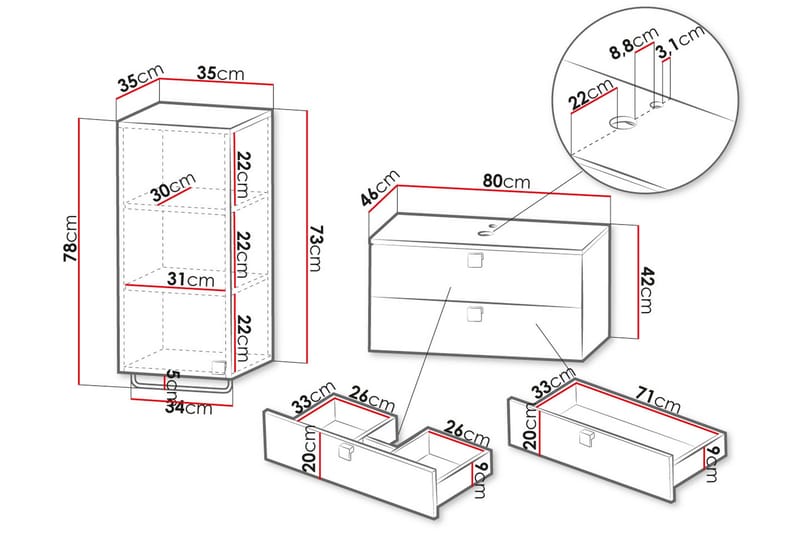 Alima Møbelsæt til Badeværelse - Hus & renovering - Køkken & bad - Badeværelse - Badeværelsesmøbler - Komplette møbelpakker