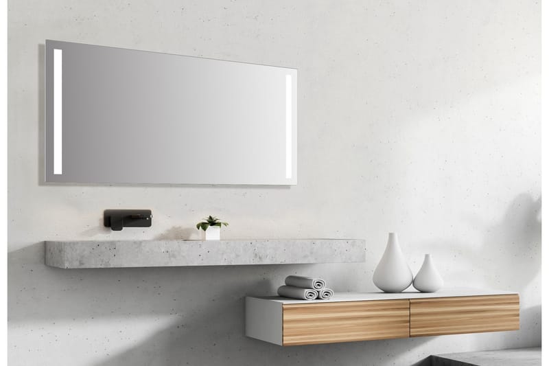 Allejaure Spejl 140x70 cm - Sølv - Badeværelsesspejl - Badeværelsesspejl med belysning