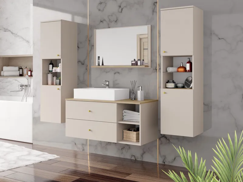 Askersund Badeværelsesmøbelsæt - Beige - Hus & renovering - Køkken & bad - Badeværelse - Badeværelsesmøbler - Komplette møbelpakker