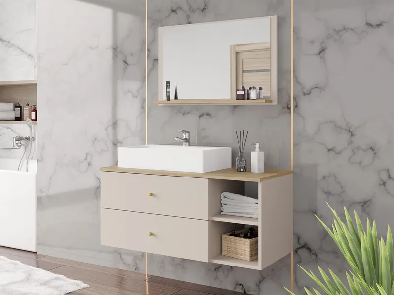 Askersund Badeværelsesmøbelsæt - Beige - Hus & renovering - Køkken & bad - Badeværelse - Badeværelsesmøbler - Komplette møbelpakker