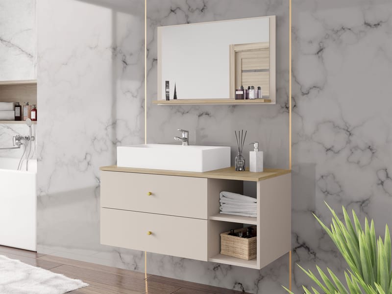 Askersund Badeværelsesmøbelsæt - Beige - Hus & renovering - Køkken & bad - Badeværelse - Badeværelsesmøbler - Komplette møbelpakker