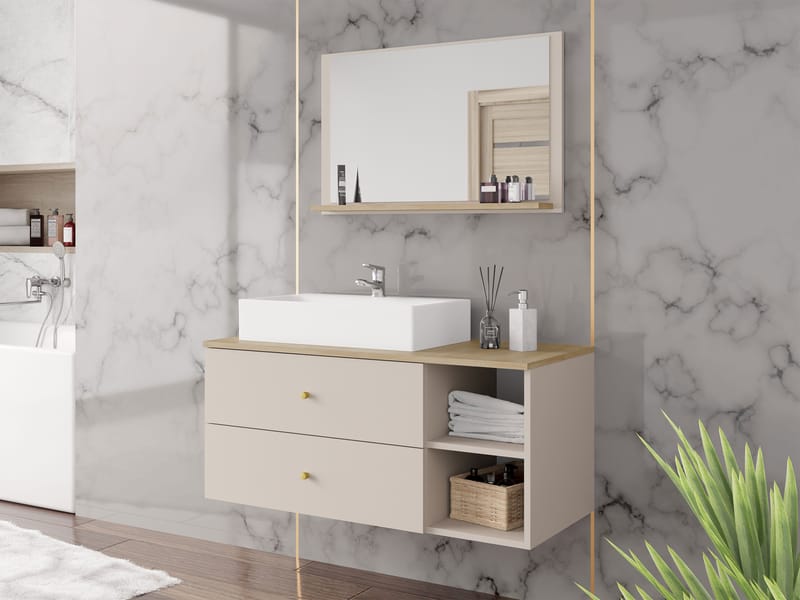 Askersund Badeværelsesmøbelsæt - Beige - Hus & renovering - Køkken & bad - Badeværelse - Badeværelsesmøbler - Komplette møbelpakker