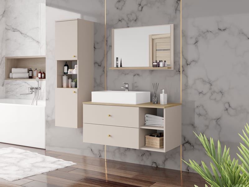 Askersund Badeværelsesmøbelsæt - Beige - Hus & renovering - Køkken & bad - Badeværelse - Badeværelsesmøbler - Komplette møbelpakker