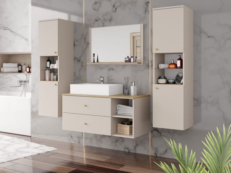 Askersund Badeværelsesmøbelsæt - Beige - Hus & renovering - Køkken & bad - Badeværelse - Badeværelsesmøbler - Komplette møbelpakker