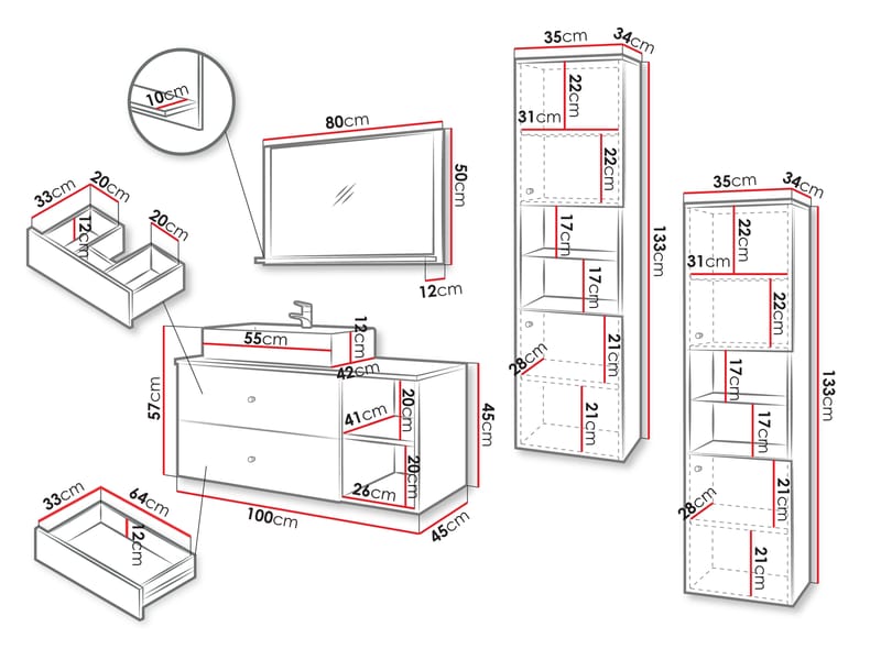Askersund Badeværelsesmøbelsæt - Beige - Hus & renovering - Køkken & bad - Badeværelse - Badeværelsesmøbler - Komplette møbelpakker
