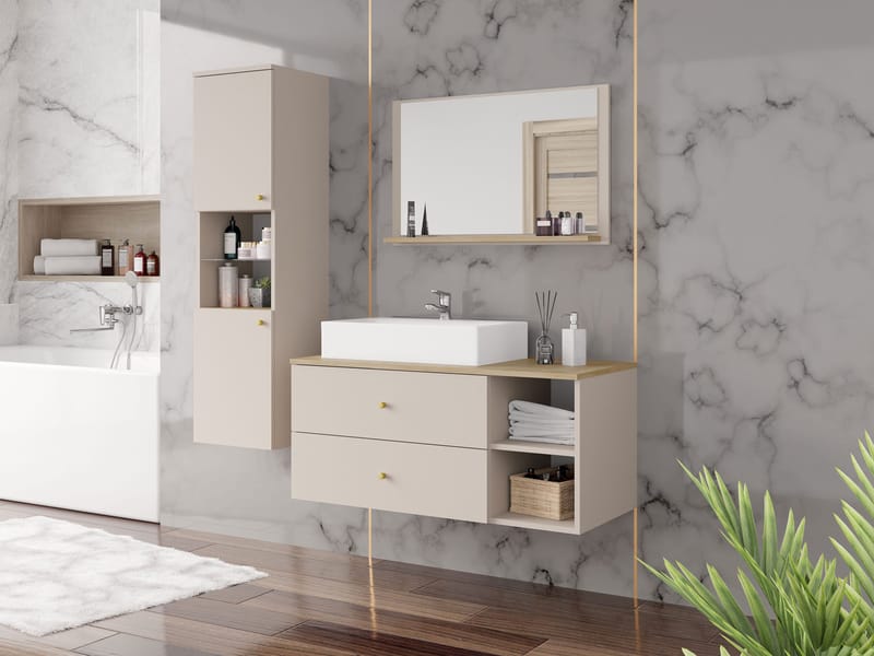 Askersund Badeværelsesmøbelsæt - Beige - Hus & renovering - Køkken & bad - Badeværelse - Badeværelsesmøbler - Komplette møbelpakker