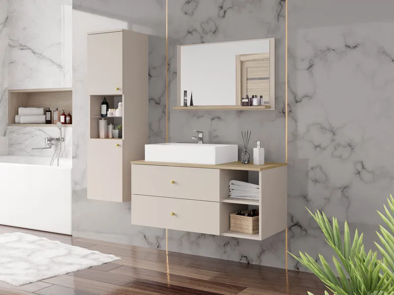 Askersund Badeværelsesmøbelsæt - Beige - Hus & renovering - Køkken & bad - Badeværelse - Badeværelsesmøbler - Komplette møbelpakker