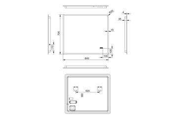 Aspsele Badeværelsesspejl 70 cm LED-belysning - Hus & renovering - Køkken & bad - Badeværelse - Badeværelsesmøbler - Badeværelsesspejl