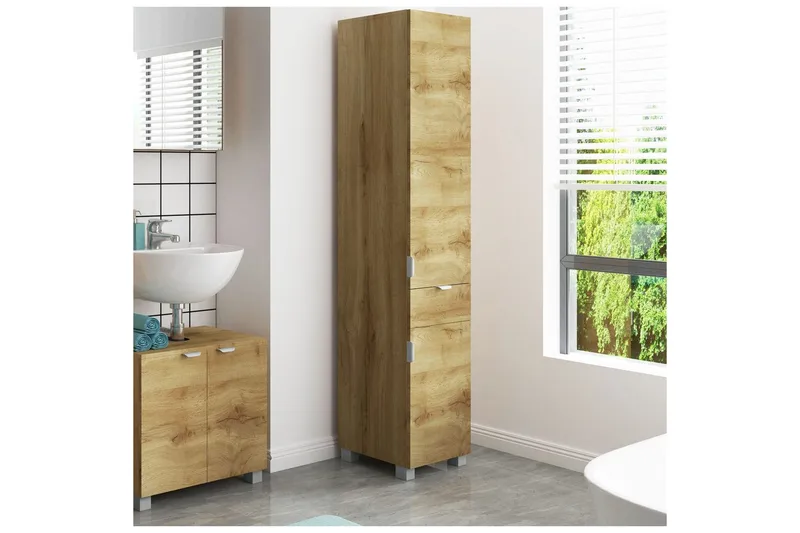 Atlas Højskab til Badeværelse 181x38x36 cm - Natur - Hus & renovering - Køkken & bad - Badeværelse - Badeværelsesmøbler - Badeværelsesskab