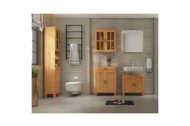 Badevægskab Alby 33x30x180 cm, Bejdset/Voks - 33x30x180 cm, Bejdset/Voks - Hus & renovering - Køkken & bad - Badeværelse - Badeværelsesmøbler - Badeværelsesskab