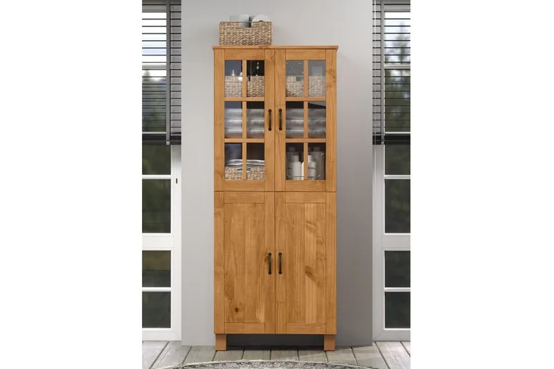 Badevægskab Alby 75x30x170 cm, Bejdset/Voks - 75x30x170 cm, Bejdset/Voks - Hus & renovering - Køkken & bad - Badeværelse - Badeværelsesmøbler - Badeværelsesskab