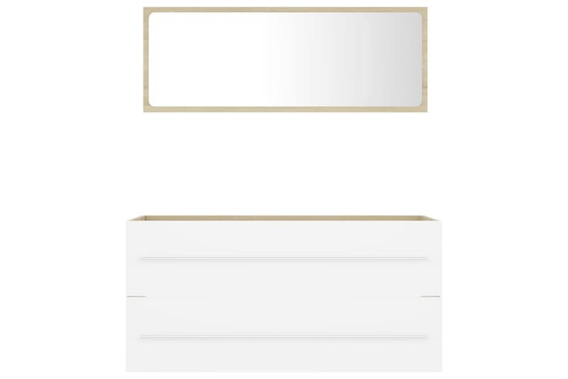badeværelsesmøbelsæt 2 dele spånplade hvid og sonoma-eg - Beige - Komplette møbelpakker