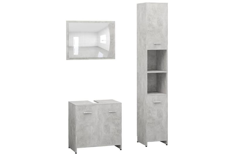 badeværelsesmøbelsæt 3 dele spånplade betongrå - Grå - Komplette møbelpakker