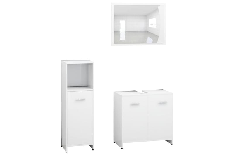 badeværelsesmøbelsæt 3 dele spånplade hvid - Hvid - Komplette møbelpakker