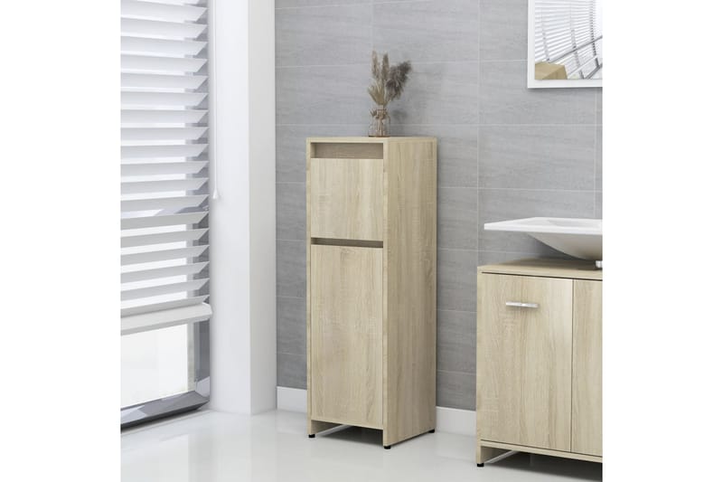 badeværelsesmøbelsæt 3 dele spånplade sonoma-eg - Brun - Komplette møbelpakker