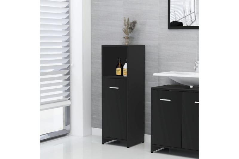 badeværelsesmøbelsæt 3 dele spånplade sort - Sort - Komplette møbelpakker