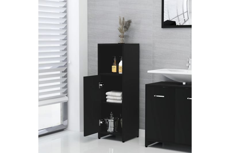 badeværelsesmøbelsæt 3 dele spånplade sort - Sort - Komplette møbelpakker