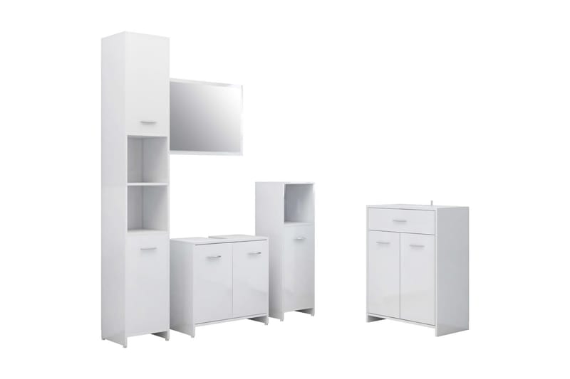 badeværelsesmøbelsæt 4 dele hvid højglans - Hvid - Komplette møbelpakker