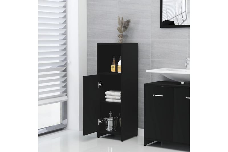 badeværelsesmøbelsæt 4 dele spånplade sort - Sort - Komplette møbelpakker
