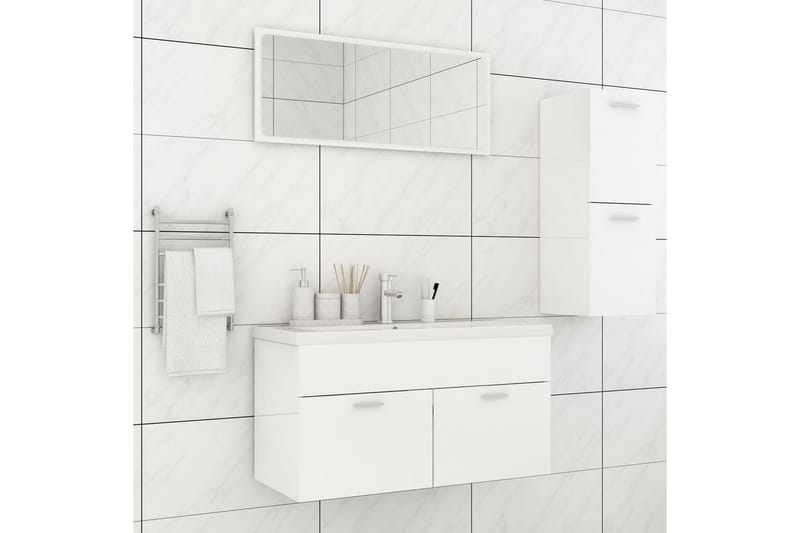 badeværelsesmøbels�æt spånplade hvid højglans - Hvid - Komplette møbelpakker