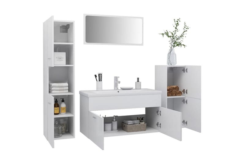 badeværelsesmøbelsæt spånplade hvid - Hvid - Hus & renovering - Køkken & bad - Badeværelse - Badeværelsesmøbler - Komplette møbelpakker